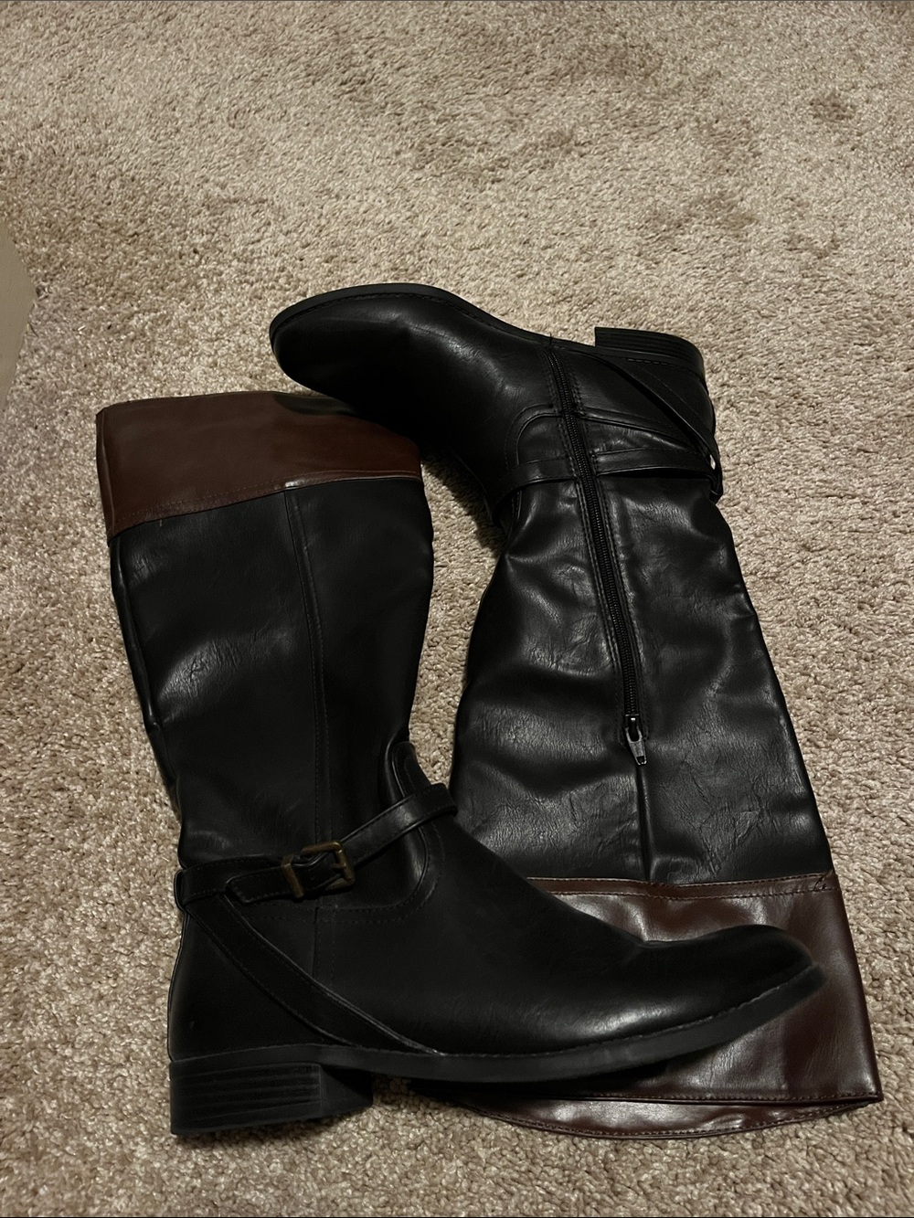 Brand new! Tall black/brown boots